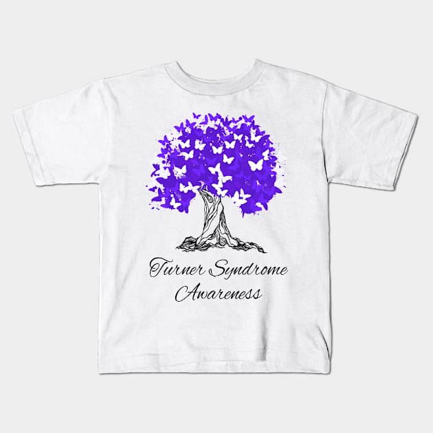 Turner Syndrome Awareness Butterfly Support Kids T-Shirt by MerchAndrey